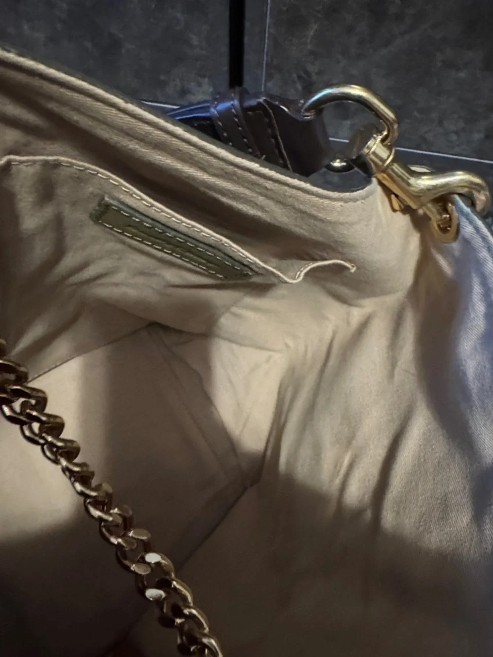 See By Chloe Two-Tone Olive & Tan Leather Shoulder Bag with Gold Hardware - Picture 13 of 14